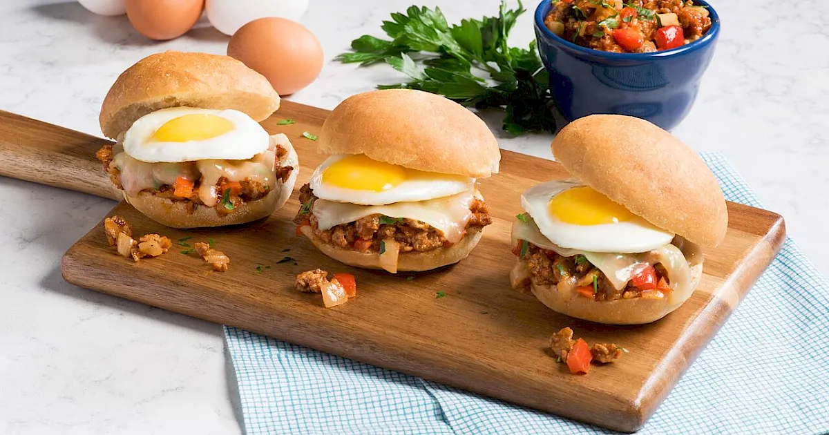 Turkey Sloppy Joe Sliders with Fried Eggs - Ohio Turkey