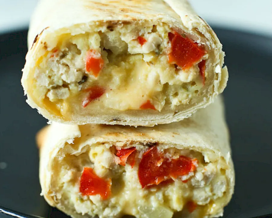 Turkey, Egg and Cheese Breakfast Burritos